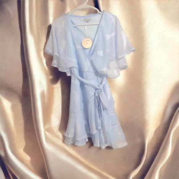 NWT TwoSisters The Label size 2 US XS Light Blue Chiffon dress with liner slip - Picture 11 of 13